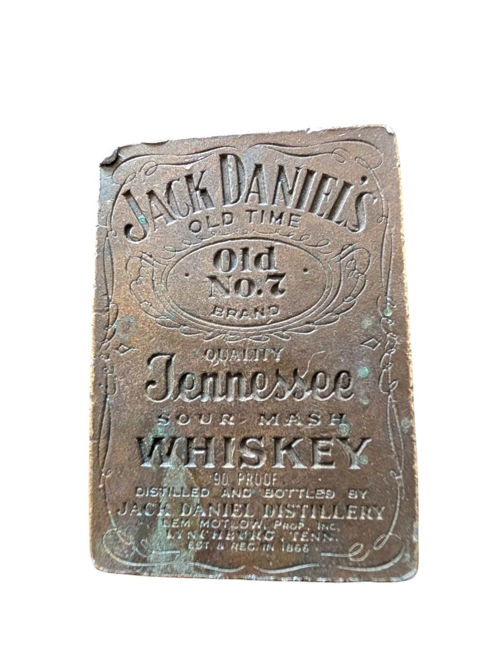 Vintage 70s 80s Jack Daniel's Tennessee Whiskey Bronze Belt Buckle.